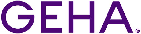 GEHA insurance symbol with purple letters