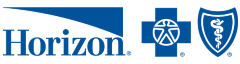 Horizon Blue Cross Insurance Logo with blue letters. Cross and Shield symbol are blue